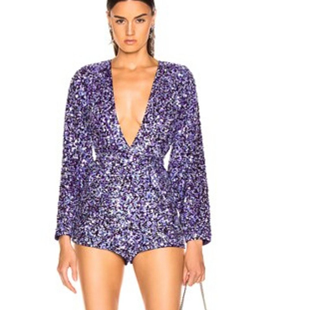 Retrofete Sequin Low Cut Boho Coastal Party Luxury Romper Size xs - Picture 8 of 8